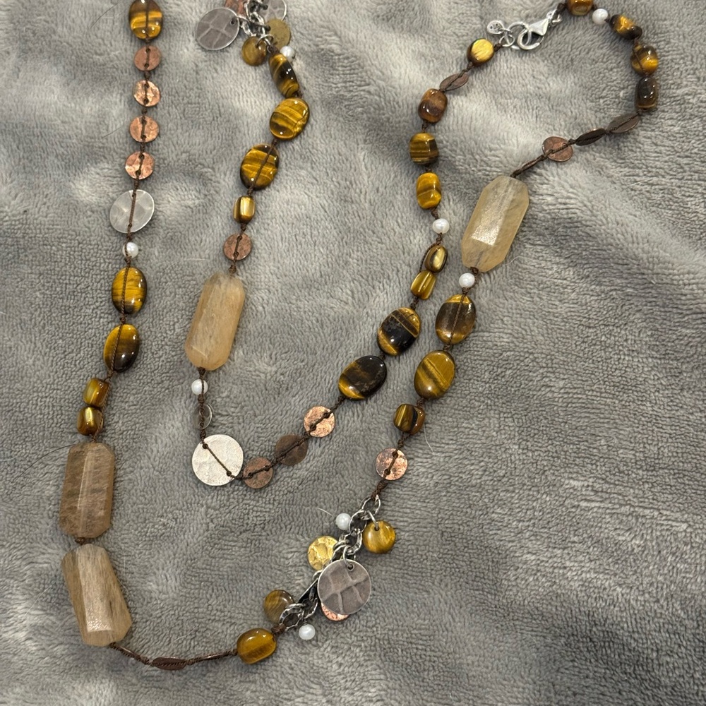 Silpada Brown and Gold Multi-Strand Necklace with Natural Beads